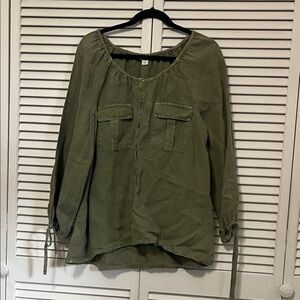 Sundance Olive Green Blouse with Button Detail